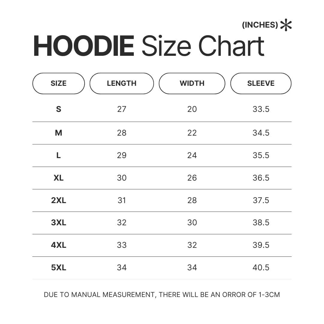 Hoodie Size Chart - Bruno Mars UK Shop