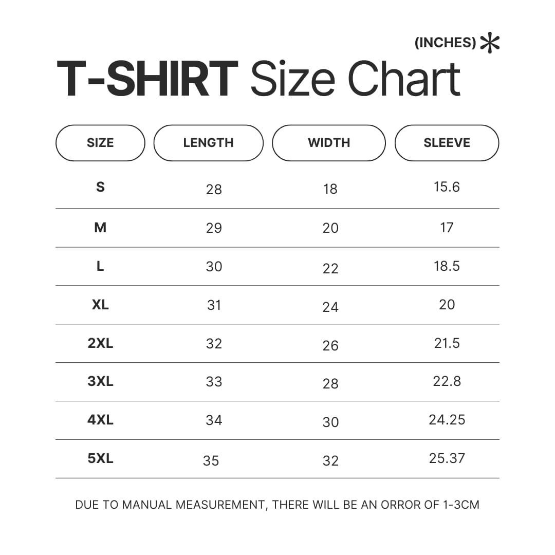 T shirt Size Chart - Bruno Mars UK Shop