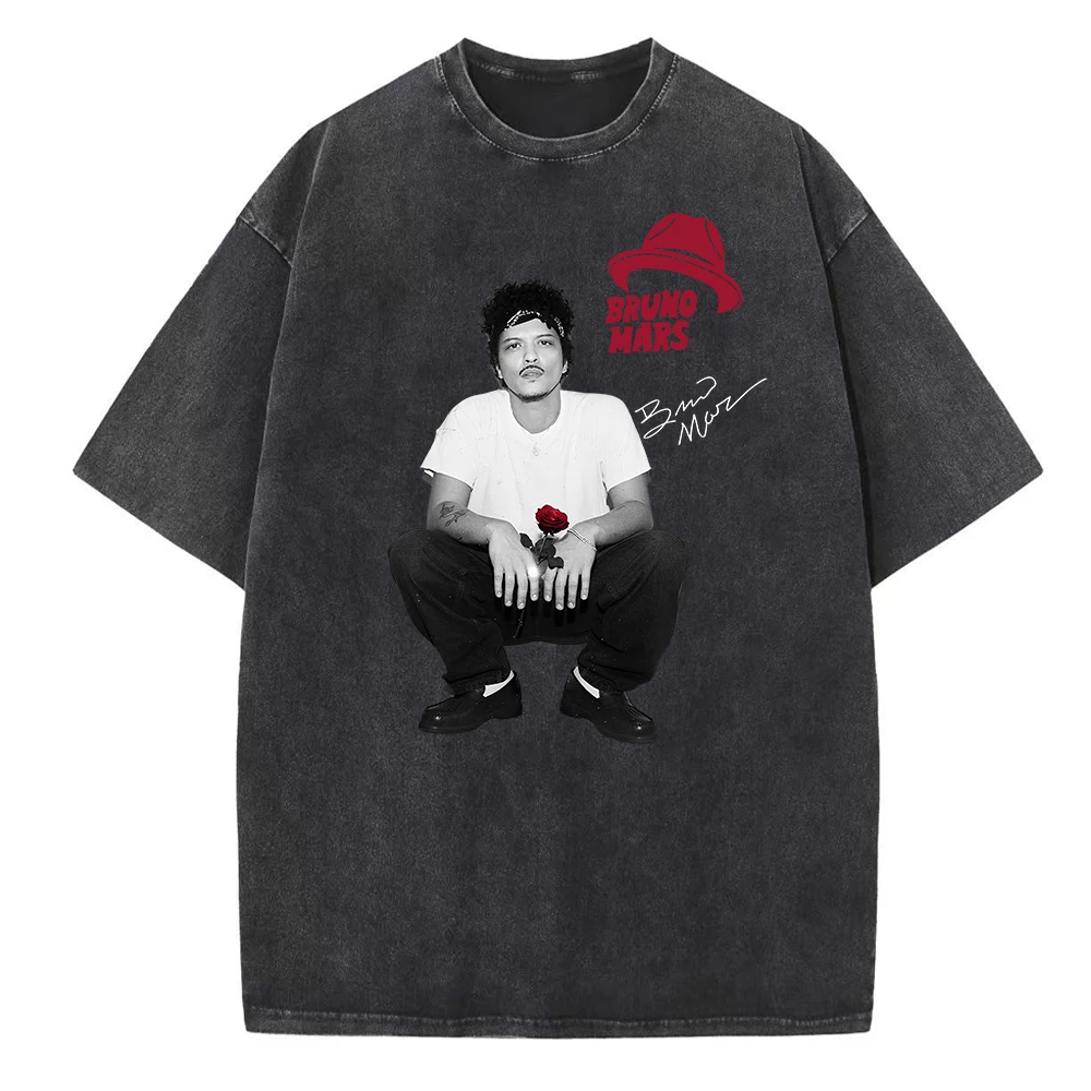 Bruno Mars Retro Design Washed T-shirt