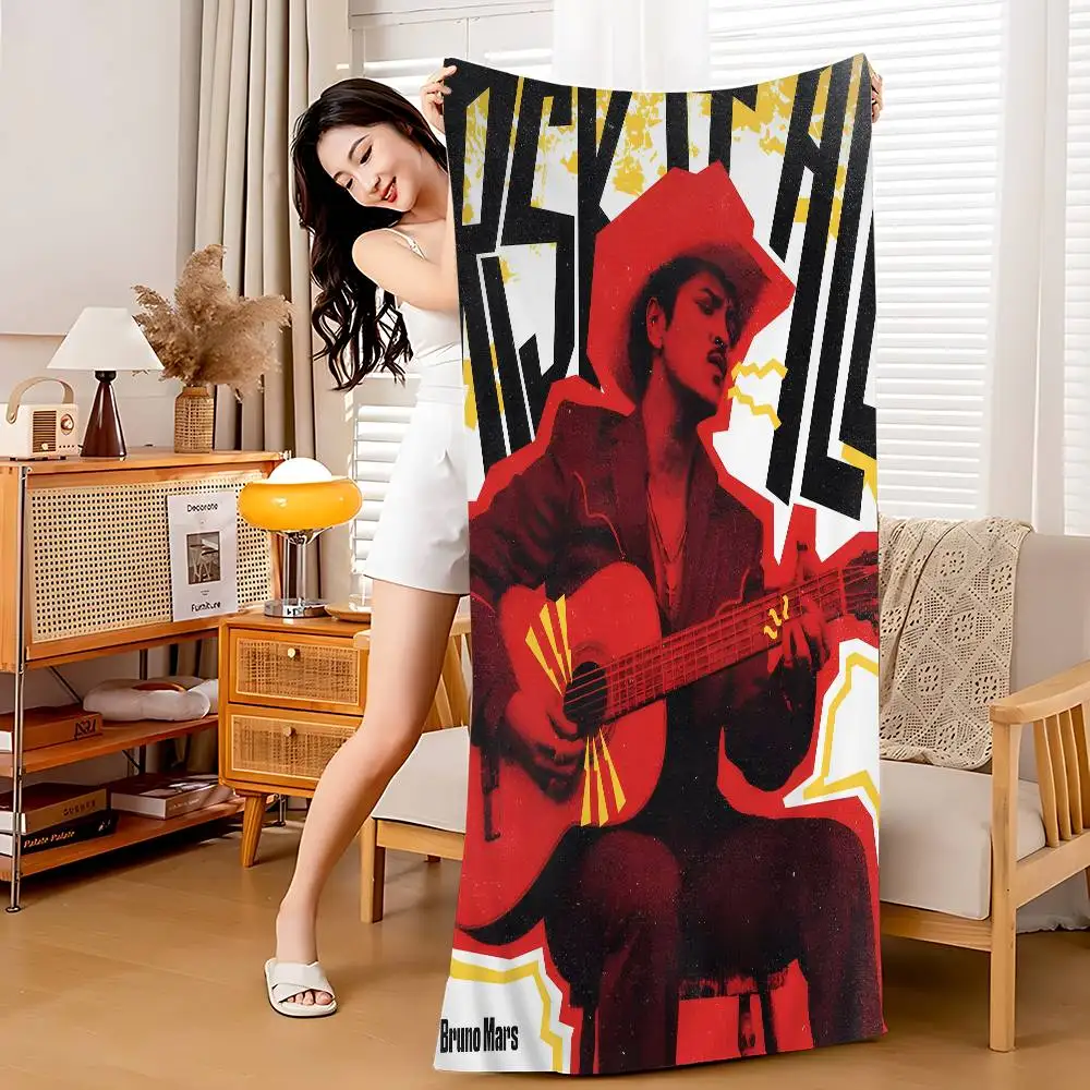 Singer Bruno Mars And Guitar Beach Towel