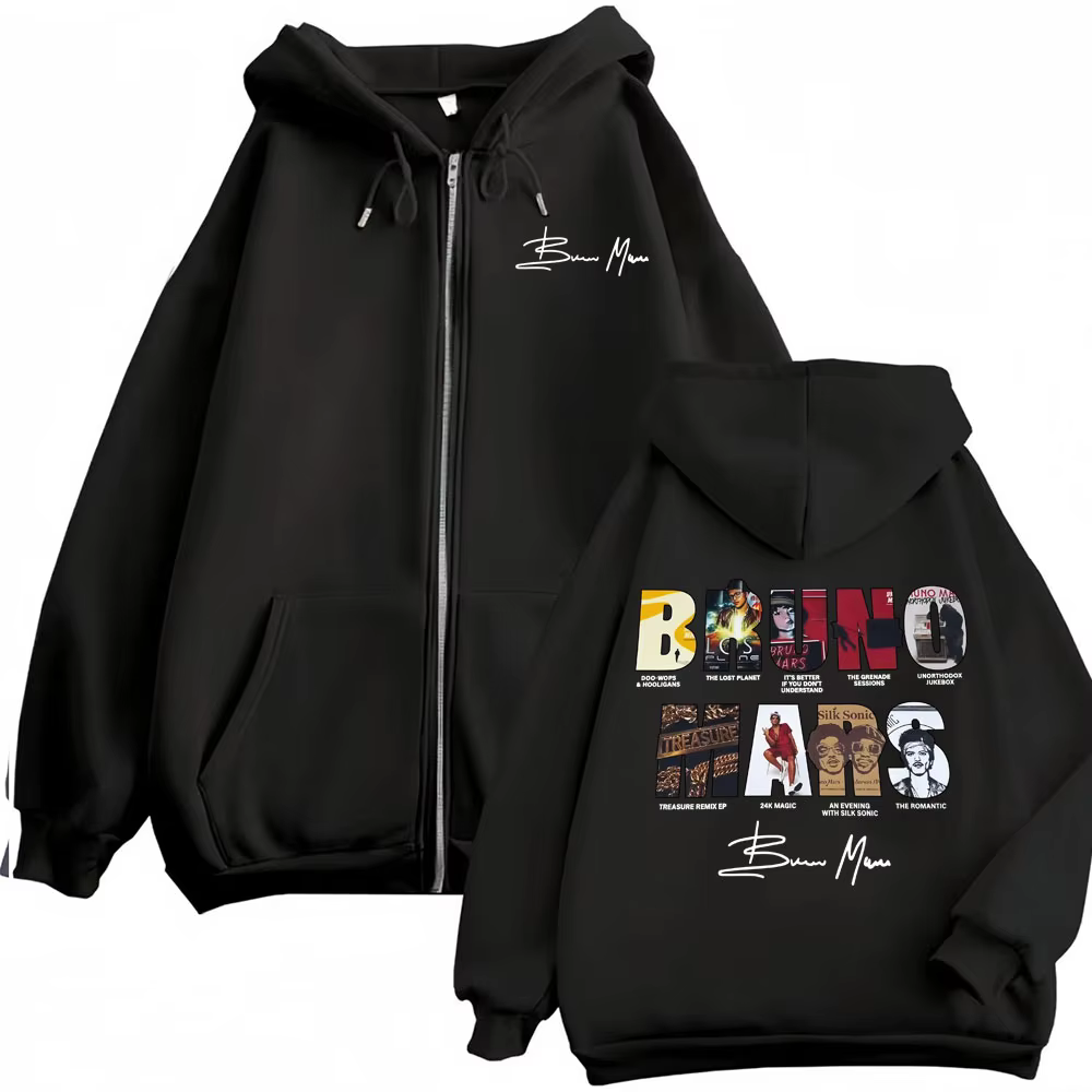 Bruno Mars Vintage Design Zipper Hoodie